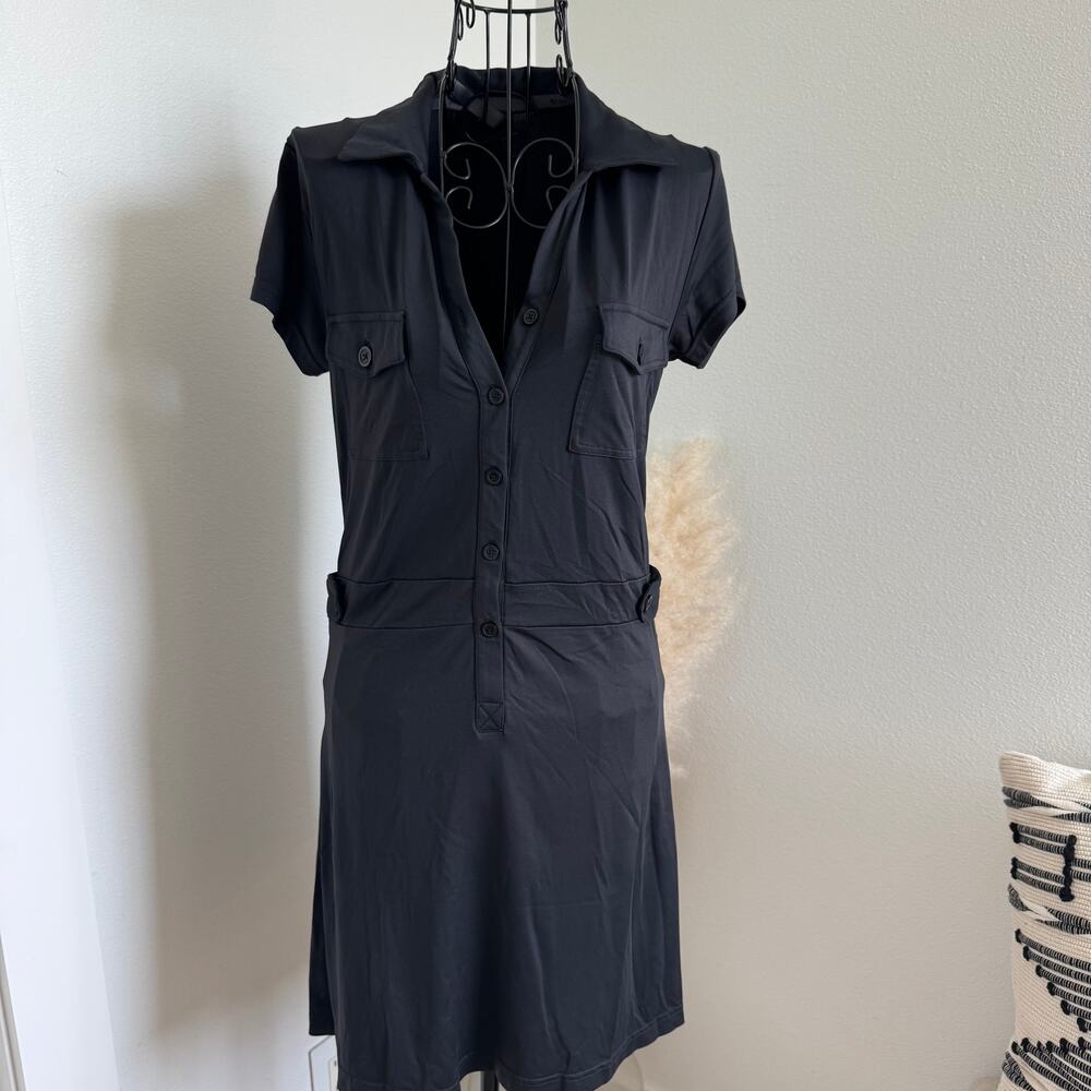 LIJA Black Short Sleeve Utility Shirt Dress Golf Tennis Activewear Athleisure